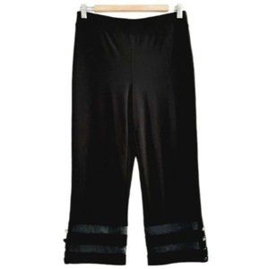 JOSEF RIBKOFF Mesh Hem Capri Flounce Stretchy Pants Sz 4 Flawed